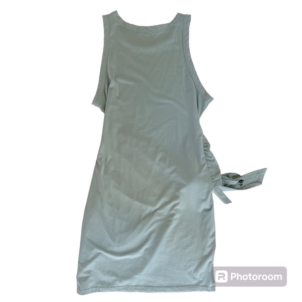 Miss Sparkling ruched tie front bodycon sage green dress-size Large - Picture 4 of 4